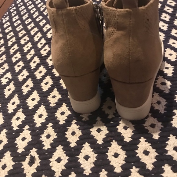 Mia Tan Suede Booties with Herl and Rubber bottom - Picture 3 of 6